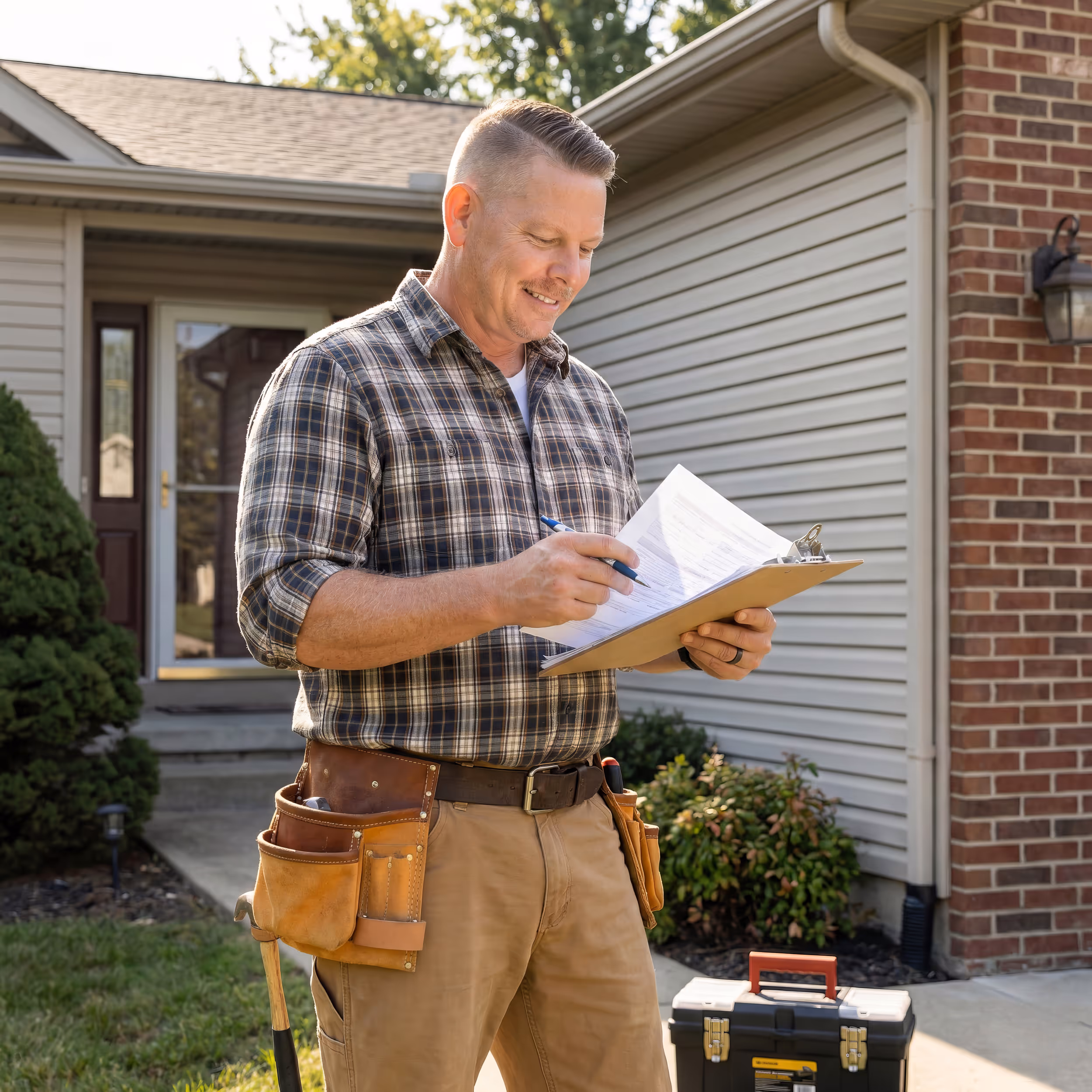 Chad The Handyman reviewing a home inspection report for a realtor client